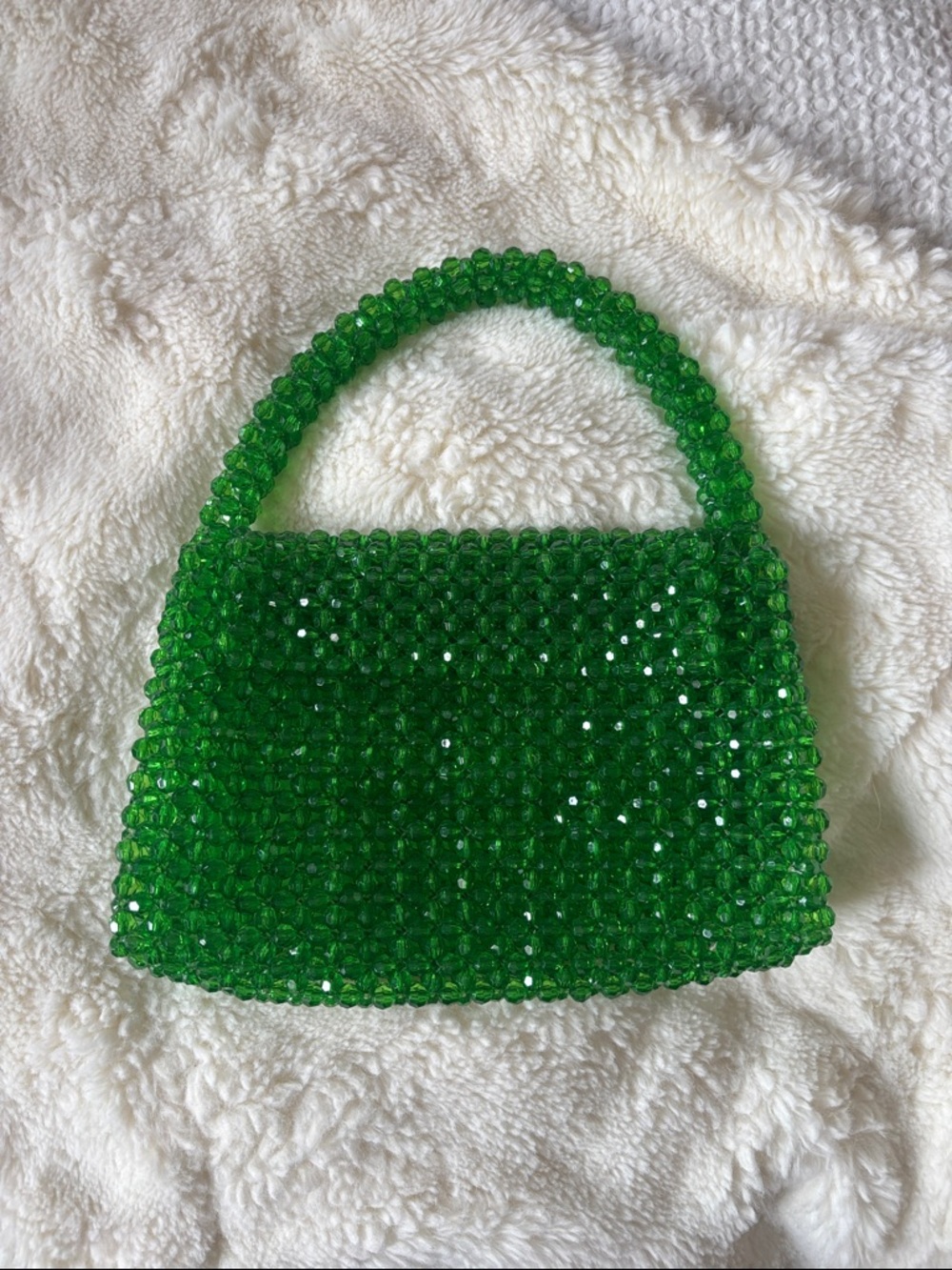 Anthropologie Emerald Green Beaded Top-Handle Bag